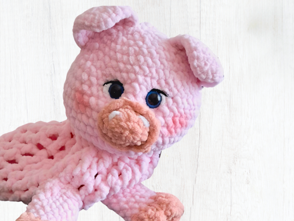 Crochet Pyjama Bag : Pink Snout Piggy Pyjama Bag - Image 2
